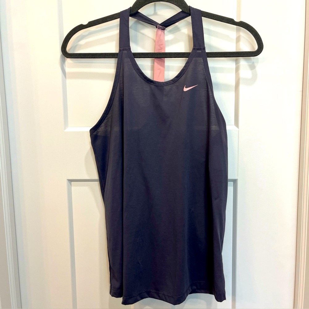 Nike Tank Top Women’s‎ Size S Purple Elastika Strap Swoosh Logo Athletic Stretch